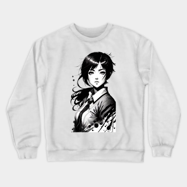 Anime Girl In Office Uniform 07 Crewneck Sweatshirt by SanTees